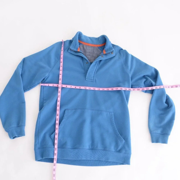 L.L.  Bean Blue Half-Zip Pullover Sweater with Kangaroo Pocket - Picture 4 of 12